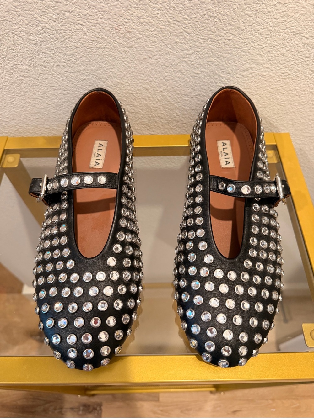 ALAÏA Black Rhinestone Lambskin Ballet Flats, 39 - Picture 2 of 10